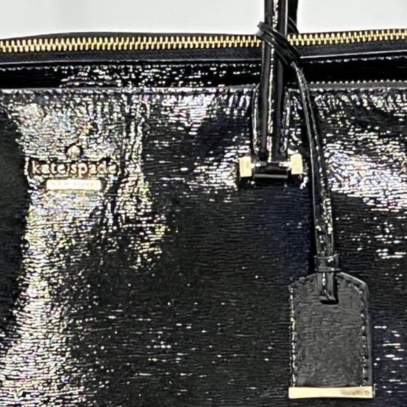 KATE SPADE New York Tri-Compartment Black Textured Patent Leather Tote - Picture 5 of 16